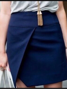 J. Crew Navy Asymmetrical Wrap Mini Skirt